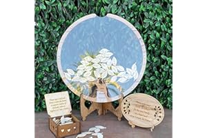 CYMWER Libro de invitados de boda de madera, marco de fotos de madera, soporte de exhibición con 80 hojas de madera, libro de letreros de invitados de madera alternativo para regalo de boda rústico