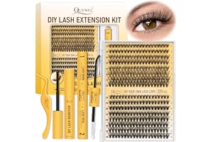 ‎QUEWEL QUEWEL Wimpern Extensions Set 320STK 30D+40D, Lashes Cluster für natürlichen Look DIY zu Hause, Lash Extension mit Wimpernkleber dauerhaft, Wimpern Pinzette und Wimpern Remover (30D+40D-kit)