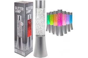 MIK funshopping Lámpara LED con purpurina, efecto flotante, cambio de color, funciona con pilas, 33 cm