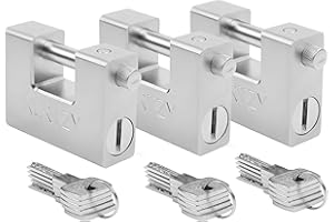 Kurtzy Candado Seguridad Resistente 1 kg con 15 Llaves (Pack de 3)- Candado Seguro Acero Endurecido Monobloque – Grillete Grueso 12 mm - Candado Exterior Garaje, Contenedor, Cobertizo, Portón, Almacén