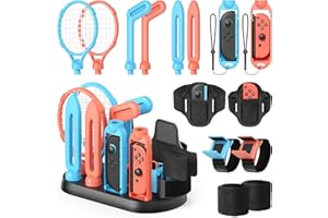 [für Switch 2/1] - Switch 2 Sports-Zubehör-Set für Nintendo Switch 2(2025)/Switch 1/OLED mit Organizer-Station für Joy-Con 2, MENEEA Familien-Party-Pack für NS Sports-Spiele