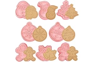 YeahBoom 8 Piezas Moldes Galletas Navidad,Cortadores de galletas de Navidad 3D,Juego de moldes para galletas de Navidad,Moldes Navidad Galletas Plástico para cookie fondant decoración de pasteles