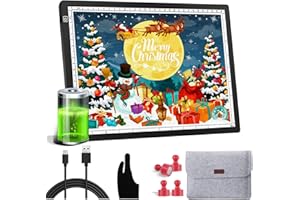 OOWOLF Light Box Drawing,A4 Tracing Board Battery Powered Light Box Pad, Ultra-Thin Portable LED with Brightness Adjustable for Artists, Animation Drawing,Sketching,Animation,X-ray Viewing