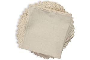 LINEN CLUBS Tovaglioli in lino e cotone, 50,8 x 50,8 cm, orlati a giorno, Tessuto, Flax With Lace, 20x20 Inch