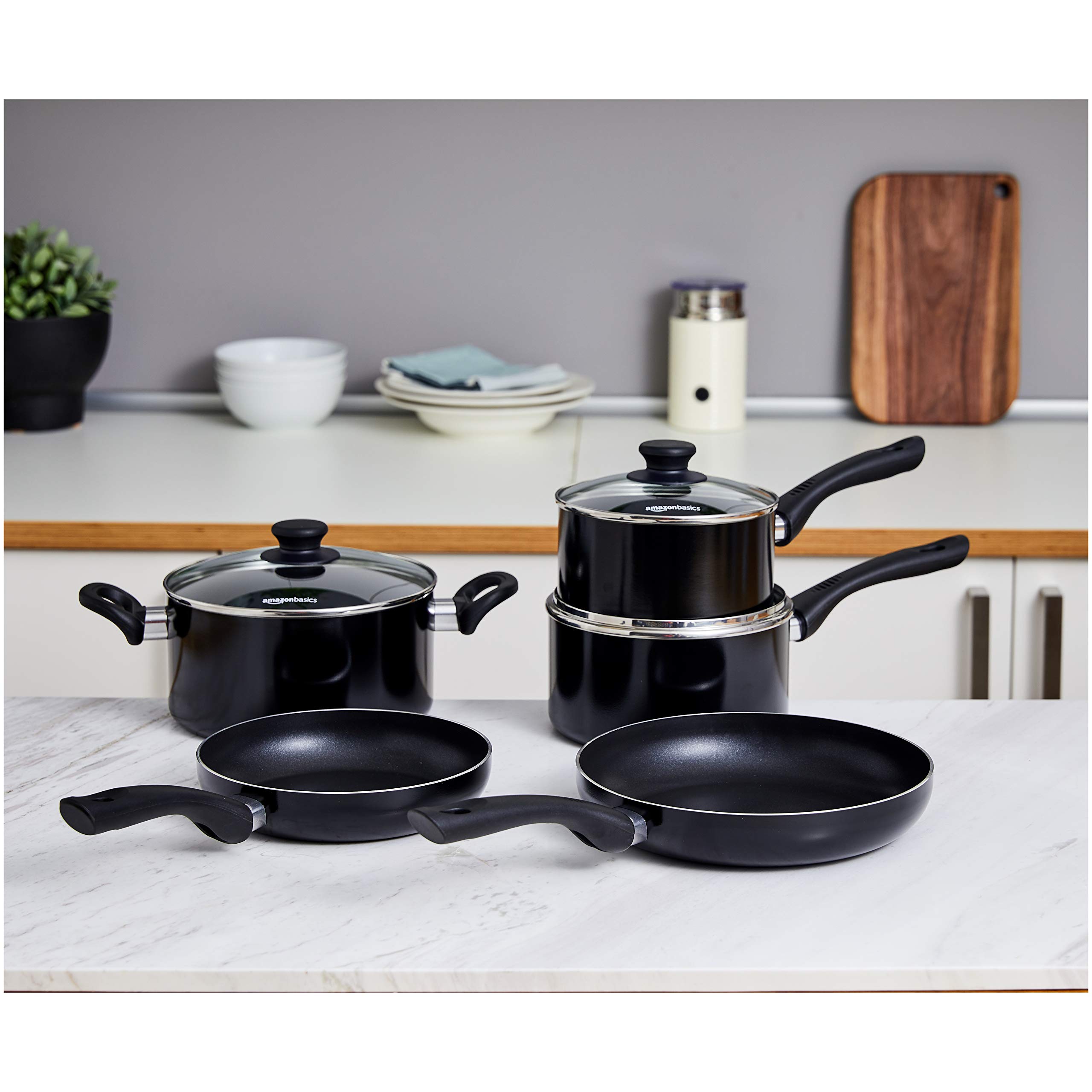 AmazonBasics 5Piece Non Stick Induction Cookware Set Including