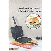 MEŞELER Ocak &Uuml;st&uuml; Granit D&ouml;k&uuml;m El Tost ve &Ccedil;ok Ama&ccedil;lı Grill Tava SİYAH