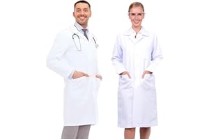 Chrysotex Lab Coat, Safety Snap Buttons, Pocket Access Slits, Unisex, Men Women, Three Large Pockets, Full Length