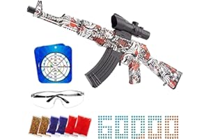 PEAK DUEL Large Gel Blaster Gun, AK47 Electric Gel Blaster with 60,000 Rounds + Goggles, Toy Guns for Outdoor Shooting Games for Kids and Adults, for Christmas and Birthdays (Red)
