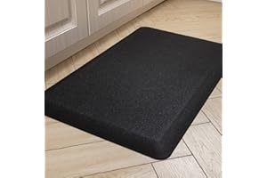 Carvapet Anti Fatigue Kitchen Mat 20MM Thick Cushioned Kitchen Standing Mats Floor Mats PVC Waterproof Runner Rug for Standing Desk, Kitchen, Office(Balck,44x70x2cm)