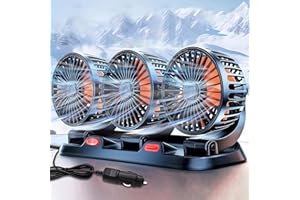 SHENGRUILI Ventilador De Coche,Giratorio 360 De La Coche,Ventilador Coche Triple Cabezal,Potente 2 Velocidades Mini Ventiladors Mesa