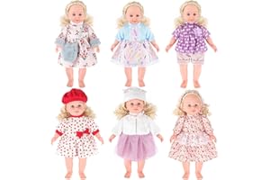 deAO Doll Clothes Set, 6 PCS Outfits for 12 to 14 Inch Baby Dolls, Dress-Up Fashion Baby Doll Clothes, Doll Accessories for Newborn Baby Dolls, Supplement to Doll Toy Set (Doll not included)