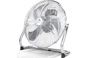 TRESKO AERSON Ventilateur de Sol 40 cm | Ventilateur sur Pied 75W | avec 3 niveaux de puissance | Débit d'air élevé | Construction robuste en métal | Inclinable à 110 degrés