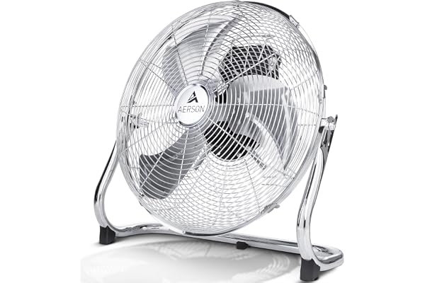 TRESKO AERSON Ventilateur de Sol 60 cm | Ventilateur sur Pied 200W | avec 3 niveaux de puissance | Débit d'air élevé | Construction robuste en métal | Inclinable à 110 degrés
