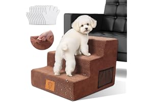 OZD Escalier pour chien, pour petits chiens, étanche, 3 marches, en mousse haute densité, pour canapé, escalier pour chat, lavable, envoyez 1 rouleau à peluches