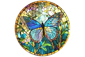 DAERLE Diamond Painting Kits for Adults Color Butterfly, Diamond Painting Kits Stained Glass, 5D DIY Round Drill Butterfly Glass Diamond Art Kits Craft for Home Wall Art Decor 30X30cm