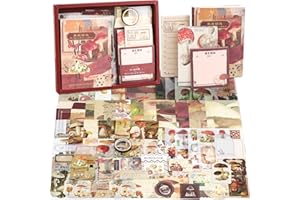 Zoyomax Set di accessori per scrapbook vintage, 235 pezzi, accessori estetici Bullet Journal con taccuino A6, stile retrò, set di adesivi di carta, decorazione fai da te per ragazze e donne