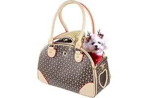 BETOP HOUSE Sac à Main Tendance en Cuir synthétique pour Chien, Chat, Sac fourre-Tout pour Animal Domestique, Chat, Chien, Sac de randonnée, Marron, Taille S, 38 x 23 x 17 cm