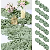 Runner Da Tavola In Garza Verde Scuro 90x180 Cm – Pieghettato Boho Per Matrimoni, Feste E Centrotavola Eleganti - 5