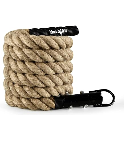TORO GEAR Kletterseil – 38 Mm Juteseil, 3-6 M, Mit Karabinerhaken & Aufhänger, Für Crossfit TORO GEAR Kletterseil – 38 Mm Juteseil, 3-6 M, Mit Karabinerhaken & Aufhänger, Für Crossfit