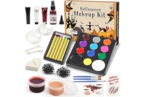 ‎DREAMON Halloween Kinderschminke Set mit Leuchtenden Farben, Halloween Schminke Set, Fasching Karneval Halloween Gesichtsfarbe, Sfx Make Up Kit, Ungiftiges, Waschbares Halloween Spezialeffekte Makeup Set