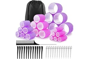 CAIJA-H 50PCS Hair Rollers Set,Hair Curlers Rollers with Clips - eco-friendly Nylon Material,4-sizes for Various Curls - Perfect for Styling and Volume,60 45 36 25mm/24pc rollers & 24pc Curl Clips