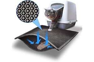 JAADU Tapis Litière Chat,60x45 CM Honeycomb Double Couche Non-Slip Tapis de Litiere pour Chat,Imperméable Non Toxique EVA, pour Bac à Litière Chat et Toilette Chat