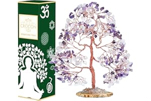 CROCON Quarzo rosa e ametista cristallo albero della vita pietra preziosa albero agata geode base pietra curativa e cristalli decorazione spirituale per la casa regalo di compleanno per donne e sorelle.
