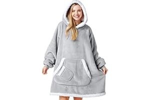 Giggling Getup tragbare Decken Hoodie für Erwachsene Kinder Damen Herren –Übergröße Flanell Sherpa Fleece Kapuzen Decke