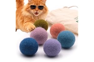 Miauff Filzbälle für Katzen - 6er Set aus 100% Wolle - Handgemachtes, nachhaltiges Kitten Spielzeug, Katzenspielzeug/Spielbälle aus Filz (bunt)