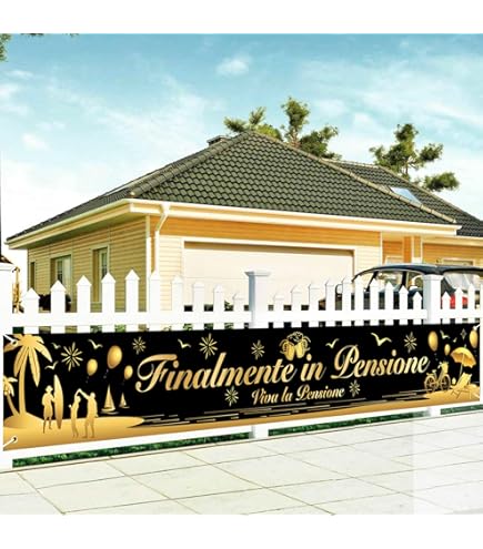 Striscione Pensionamento 180x110 Cm | Nero E Oro | Per Feste Addio - Foto 5