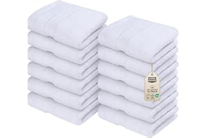 Utopia Towels - Lot de Serviettes de Toilette Premium (30 x 30 CM, Blanc) 100% Coton, Gants de Toilette/Serviette de Visage, Très Absorbants et Doux au Toucher (Paquet de 12)