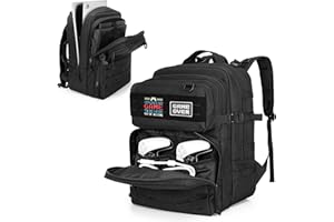 PGmoon Sac à Dos de Jeu Tactique Compatible avec Console PS5/PS5 Slim/PS4, Sac de Rangement pour Ordinateur Portable 15,6", Moniteur Portable, Manette, Casque et Autres Accessoires de Jeu