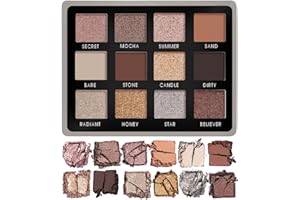 Paleta Sombras De Ojos Profesionales - Paleta Maquillaje Nude Smokey Neutras - 12 Colores Fríos, Opacos Y Brillantes Altament