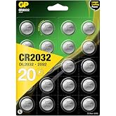 CR2032 3v Lithium Knopfzellen, 20 St&uuml;ck Li-Mn Knopfbatterien CR 2032 - 3 Volt im 20-er Pack, Batterien einzeln entnehmbar (GP