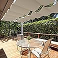 E&K 4'Wx12'L Waterproof Pergola Shade Cover Retractable Canopy Outdoor Wave Sun Shade for Patio Garden Backyard Deck Trellis (Beige)