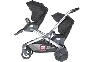 RED CASTLE, Poussette bébé Jumeaux/Tandem/Double, Dès la naissance, Siéges réversibles/dossier 3 positions, Grand panier de rangement, Chassis réglable, Modulable, Evolutwin, Noire