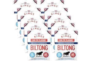 ‎KINGS Kings Jerky/Biltong, Trockenfleisch, High Protein Trockenfleisch, Glutenfrei (10 x 25g) … (Ribeye Biltong)