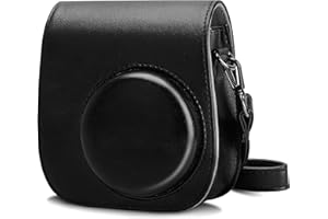 Cpano PU Leder Kameratasche für Instax Mini 11 Sofortbildkamera mit verstellbarem Riemen und Tasche (Schwarz)