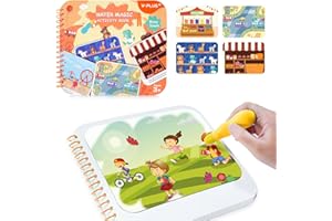 YPLUS Pages d'activités Water Reveal avec Stylo à Eau pour Dessiner et colorier sans désordre - Busy Town