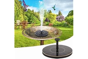 JQTOP Upgraded Solar Bird Bath Fountain Pump - Solar Powered Water Fountain with 6 Nozzles for Bird Baths, Gardens, Ponds, and Pools - Ideal Outdoor Decoration