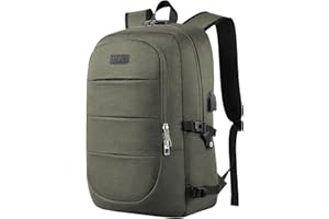 AMBOR Sac à Dos Ordinateur Portable, Sac à Dos de Voyage Imperméable 17.3 Pouces avec USB Charging Port,Antivol Sacs à Dos d'affaires Fonctionnel Sac a Dos PC Portable pour Loisir (Vert)