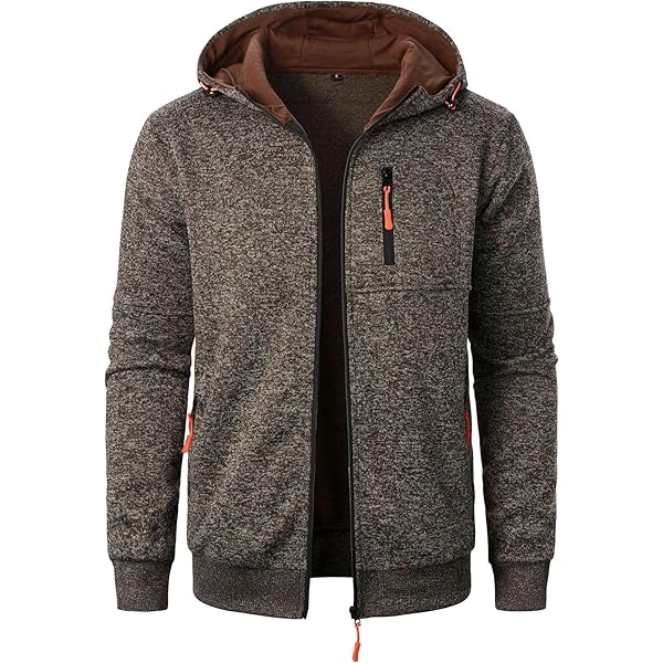 Sweat à Capuche Zippé Pour Homme - Cardigan Léger En Laine, Poches, Coupe Décontractée (noir, XXL)