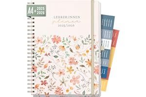 ‎HÄFFT Häfft® Lehrer-Planer 2025/2026 A4 + Deluxe "Wild Blossoms" Hardcover Lehrerkalender groß, Schuljahresplaner mit Spiralbindung, Schulplaner - nachhaltig & klimafreundlich