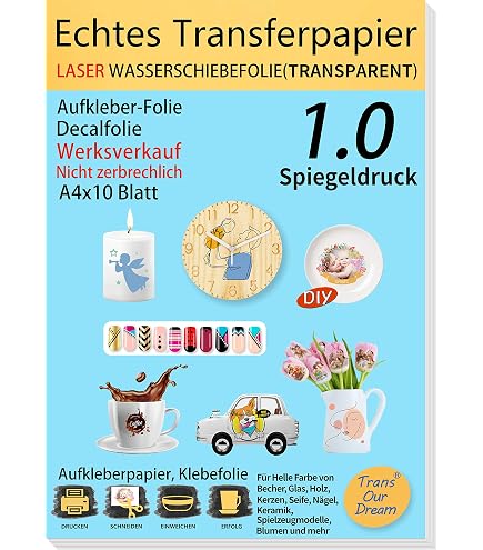 10 Blatt Wasserschiebefolie A4 Weiß Für Inkjet-Dr Produktbild-Vorschau 6