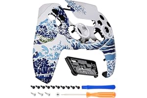 eXtremeRate Luna Coque Manette pour ps5 BDM-010/020/030/040/050,Façade pour ps5 Controller avec Pavé Tactile-La Grande Vague de Kanagawa