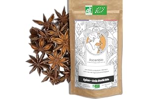 Ascenbio ✿ Anis étoilé, Badiane Chinoise BIO ✿ Parfum chaud, doux et anisé ✿ 40 g Entières ✿ Préparé et conditionné en France ✿ Emballage biodégradable