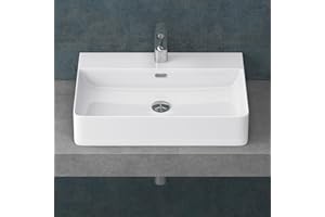 Mai & Mai Waschbecken Aufsatzwaschbecken Meissen201 Waschtisch Weiß glänzend aus Keramik 60x42x12cm inkl. Nano-Beschichtung