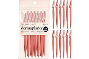 Kitsch Dermaplaning Tool - Rasoi per il viso da donna, rasoio per sopracciglia e viso, rimozione dei peli del viso, rasoi per il viso da donna, rasoio Dermaplane, 12 pezzi (Corallo)