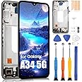 for Samsung Galaxy A34 5G A346 LCD Display, for Galaxy A34 5G SM-A346E SM-A346B SM-A346M LCD Touchscreen Digitazer Assembly Replacement with Repair Kit (Black with Frame)