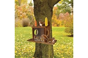 GATPHY Futterhaus Eichhörnchen Wetterfest mit Quadratisches Transparentes Fenster Futterstation Stabiles für Draußen Futterstation mit Belüftungslöchern für Baum Zaun Befestig (Quadratisches Fenster)